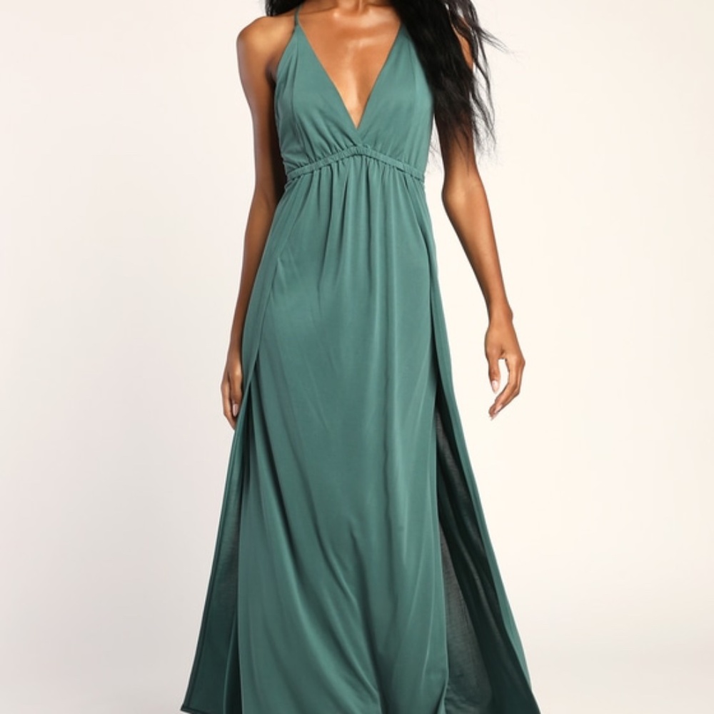 Lulus Ethereal Aura Dark Green Sleeveless Backless Maxi Dress - Size XL